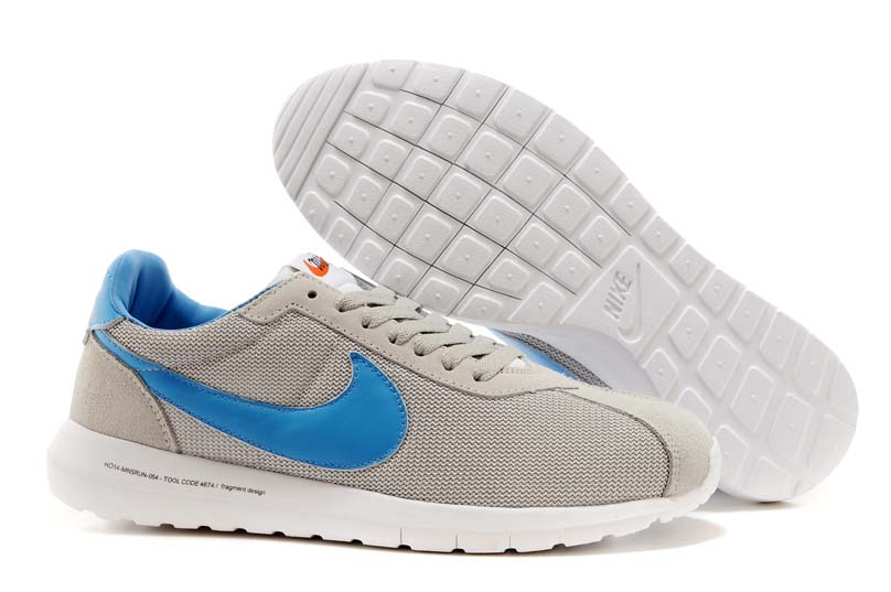 Nike Roshe Run 2015 Cuir Maille Olympique Gris Bleu